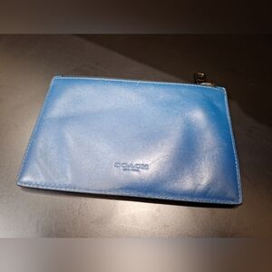 COACH Legacy Perforated Pouch Key Card Case Wallet Leather Blue F65207 + Fob HTF
